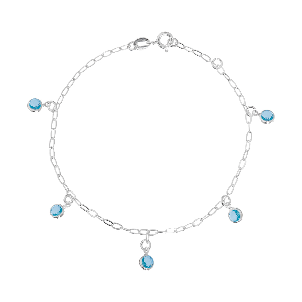 c928b4f80d4e5741e313c29e49a00672.jpg Pulseira de prata 925 pingentes zircônias redondas azul claro - Imagem 1