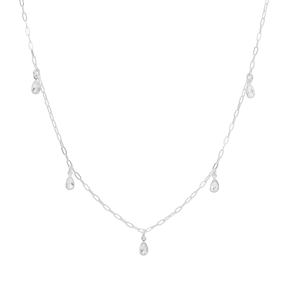 ced139eebb1af030fba02a27a988acd2.jpg Colar de prata 925 zircônias gotas penduradas cristais 45 cm + extensor - Imagem 1