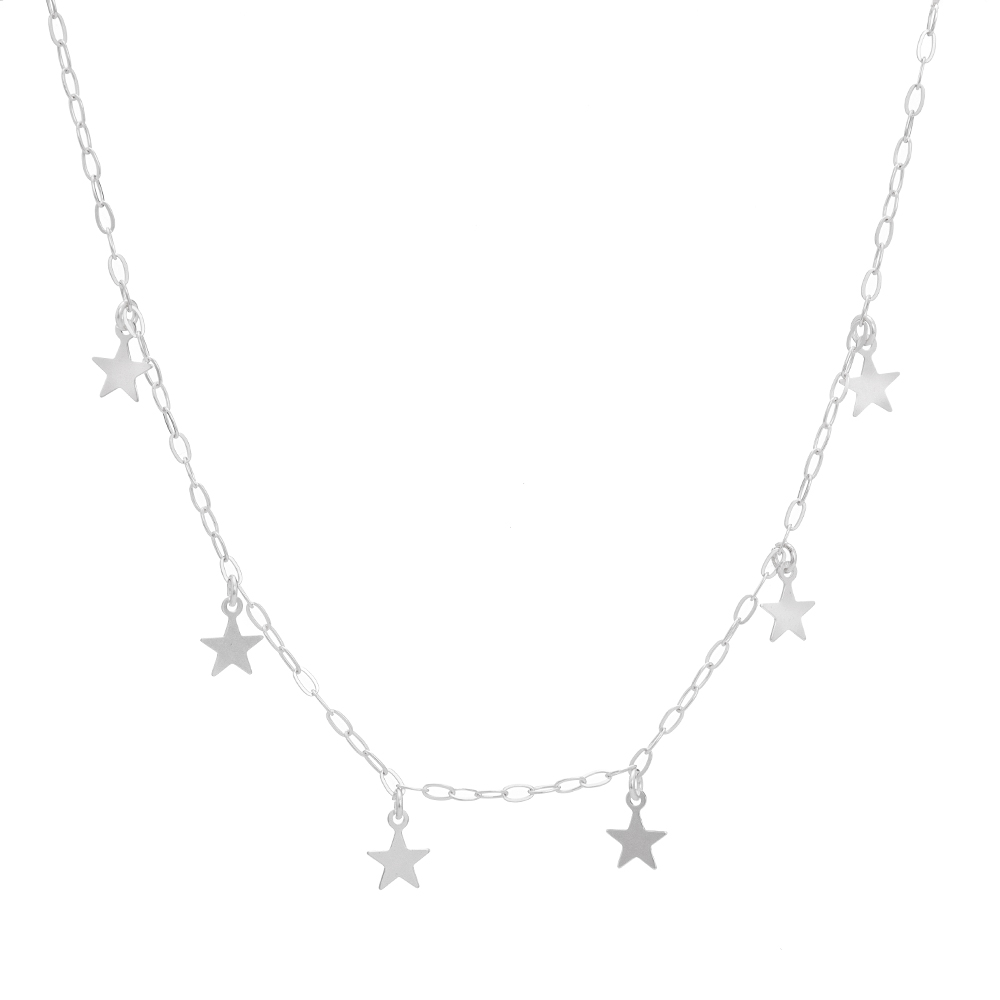 df28f6f9c265c56328cdeb893d12878b.jpg Choker de prata 925 pingentes estrelas lisas - Imagem 1