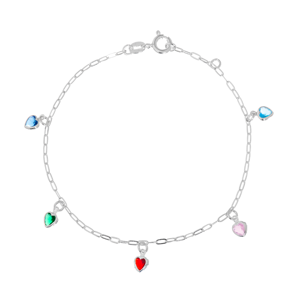 f56b62fc2b4e04c861d8f58ee411b45a.jpg Pulseira de prata 925 zircônias corações coloridos - Imagem 1