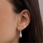 Brinco de prata 925 gota alongada com zircônia cristal - Imagem 2