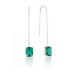 Brinco de prata 925 gancho com zircônia retangular verde