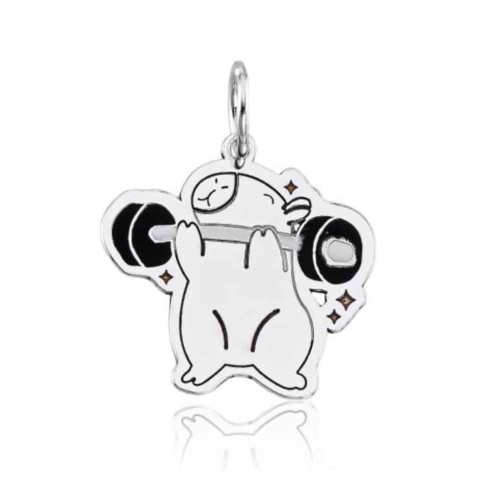 2aa13d258fd4baa55698f33780169674.jpg Pingente de prata 925 mini capivara treinando - Imagem 1