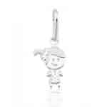 Pingente de prata 925 mini menina cabelo preso